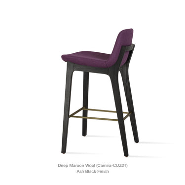 Pera Wood Handle Back Stool Fabric by SohoConcept - New