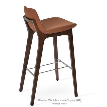 Pera Wood Handle Back Stool Fabric by SohoConcept - New