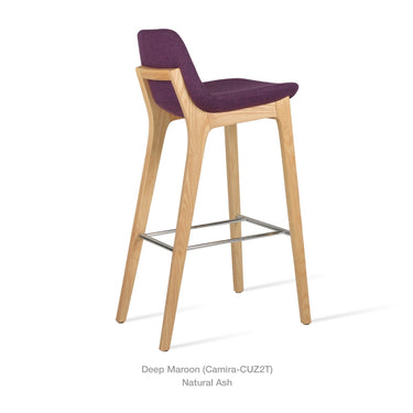 Pera Wood Handle Back Stool Fabric by SohoConcept - New