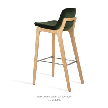 Pera Wood Handle Back Stool Fabric by SohoConcept - New