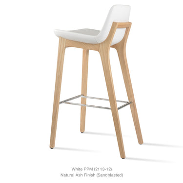 Pera Wood Handle Back Stool Leather by SohoConcept - New