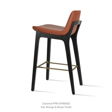 Pera Wood Handle Back Stool Leather by SohoConcept - New