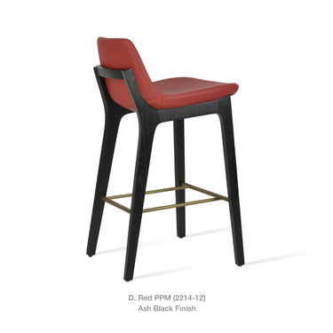 Pera Wood Handle Back Stool Leather by SohoConcept - New