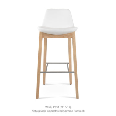 Pera Wood Handle Back Stool Leather by SohoConcept - New