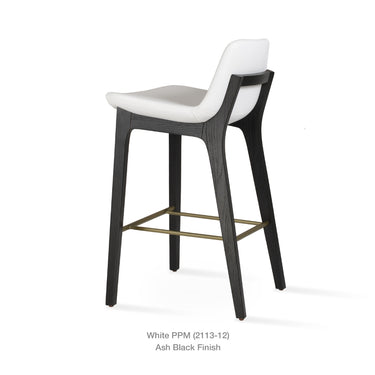 Pera Wood Handle Back Stool Leather by SohoConcept - New