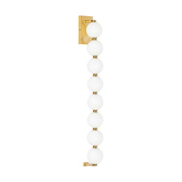 Natural brass LED wall sconce with hand-blown Italian glass for luxury living rooms