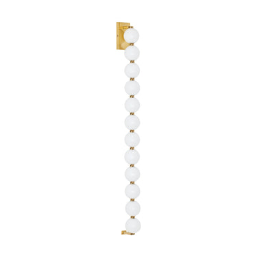 Natural brass finish wall sconce with integrated LED and glass globes – 48 inch