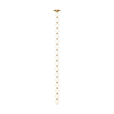 Perle 48 vertical pendant light in natural brass for contemporary living room ceiling