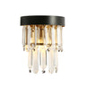 Phesonlaxy 1-Light Art Deco Crystal Wall Sconce in Black and Brass