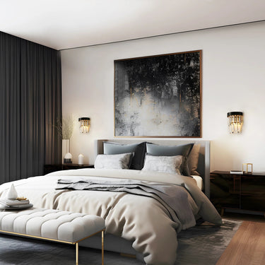 Matte Black and Brass Finish on Phesonlaxy Crystal Wall Light