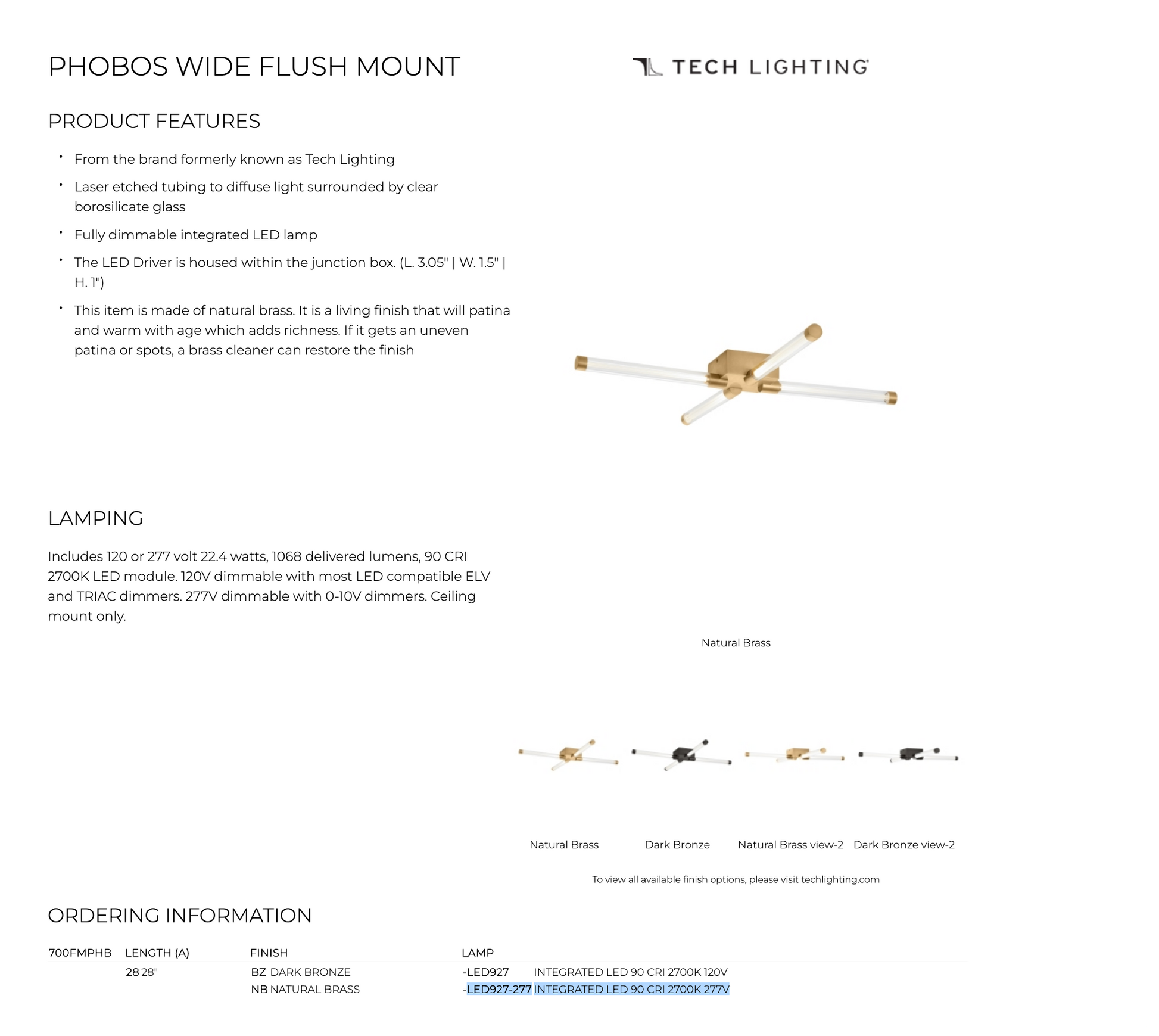 Phobos Flush Mount Wide - Sleek and Modern Lighting