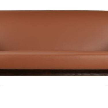 Pierre J compact modern sofa in hazelnut PPM leatherette for living room or office seating