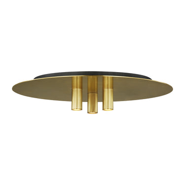 Ponte 16-Inch 3-Light Flush Mount in Natural Brass – Modern LED Ceiling Light for Residential and Commercial Spaces