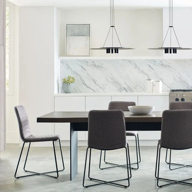 Visual Comfort Ponte 22-Inch black disc LED pendant for kitchen islands, dining areas, offices, or reception areas