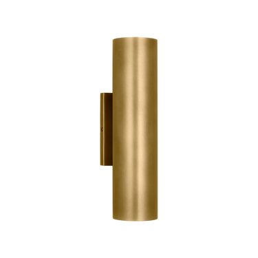 Pressa 12 inch LED wall sconce in natural brass finish with etched glass for modern outdoor lighting
