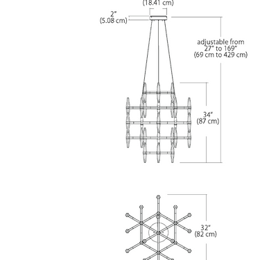 Prism 32" Tiered LED Chandelier – Elegant Lighting for Residential and Commercial Spaces