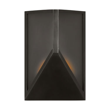 An integrated LED wall sconce, the Punto 10, mounted vertically in a contemporary hallway.