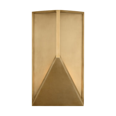 Brass and glass contemporary wall sconce with IP65 wet-rated design for patios and entryways