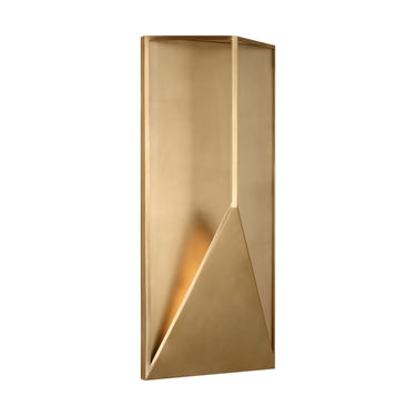 Visual Comfort Kelly Wearstler 30-inch wall lantern with integrated LED for hotel and office hallways in brass finish