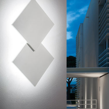 Modern geometric LED flush mount lighting fixture Puzzle Double Square by Lodes