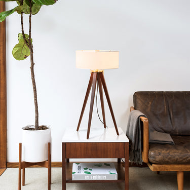 Quattro Table Lamp Dark Walnut Wood