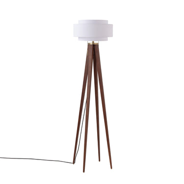 Nova Quattro Floor Lamp, Coronado Linen Shade in Dark Walnut, photo 1