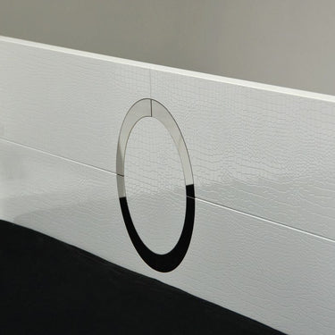A&X Ovidius White Crocodile Lacquer Bed in a Contemporary Bedroom Setting