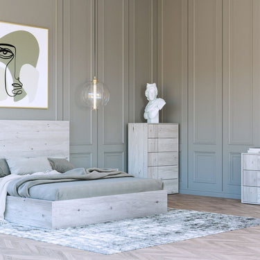 Stylish White Washed Oak Bedroom Furniture Set - Queen Nova Domus Asus 
