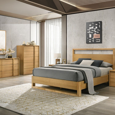 Natural Oak Veneer Bed Frame - Nova Domus Berlin Queen