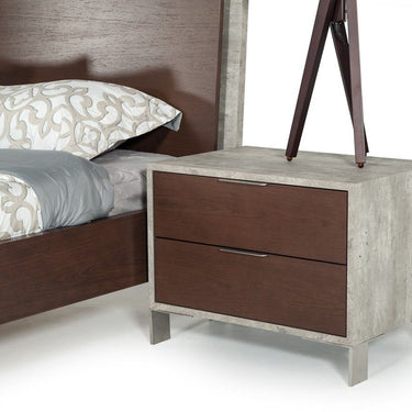 Contemporary Bedroom Furniture with Dark Walnut and Concrete Finish