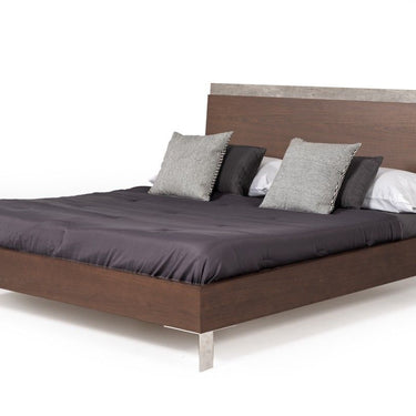 Stylish Queen Bed with Brushed Stainless Steel Accents