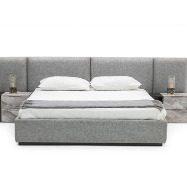 Nova Domus Maranello Bed with Integrated Nightstands - Grey