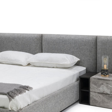 Modern Grey Fabric Upholstered Bed with Headboard - Queen Nova Domus Maranello