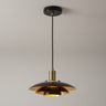 Nova of California Rancho Mirage Small Pendant Light Matte Black Gold Leaf Shade Weathered Brass