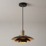 Nova of California Rancho Mirage Large Pendant Light Matte Black Gold Leaf Shade Weathered Brass