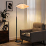 Nova of California Roswell Floor Lamp Matte Black White Linen Shade Black