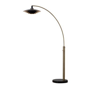 Nova of California Rancho Mirage Arc Floor Lamp 83 Antique Nickel Matte Black Silver Leaf Shade