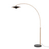 Nova Float 92"H Arc Lamp in Matte Black/Gold shade, Weathered Brass body, Black base, photo 1