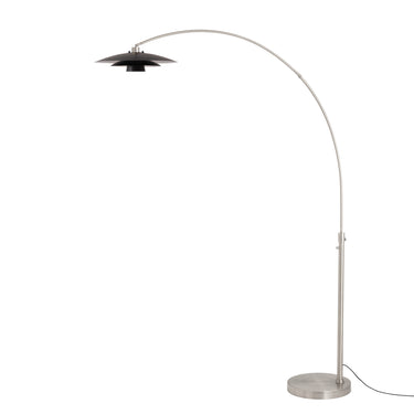 Nova Float 92"H Arc Lamp in Matte Black Silver shade, Satin Nickel body, Satin Nickel base, photo 7