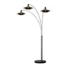Nova Rancho Mirage 3-Light Arc Floor Lamp, 84" in Matte Black/Silver-Leaf, photo 1