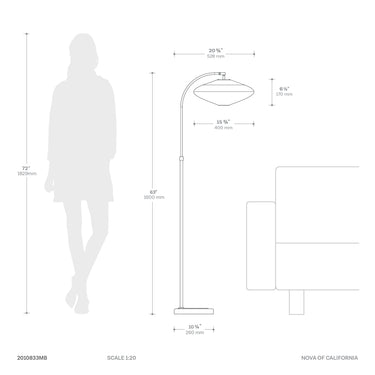 Nova of California Roswell Floor Lamp Matte Black White Linen Shade Black