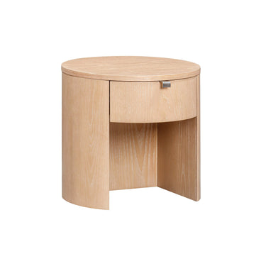 TOV Marlow 19" Wood Round Nightstand With Drawer Natural