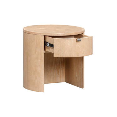 TOV Marlow 19" Wood Round Nightstand With Drawer Natural
