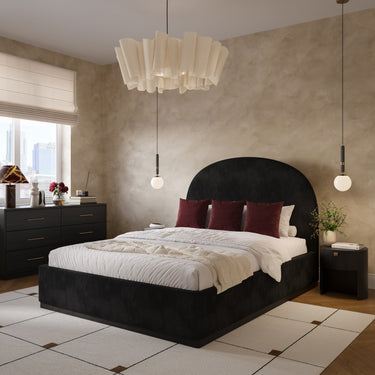 TOV Marlow 19" Wood Round Nightstand With Drawer Black