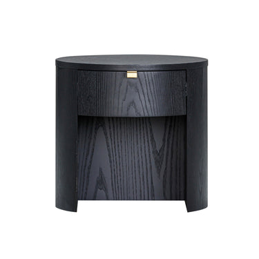 TOV Marlow 19" Wood Round Nightstand With Drawer Black