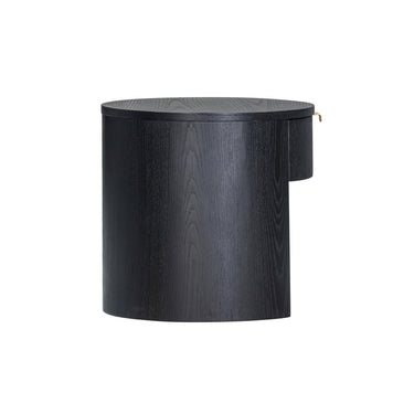 TOV Marlow 19" Wood Round Nightstand With Drawer Black