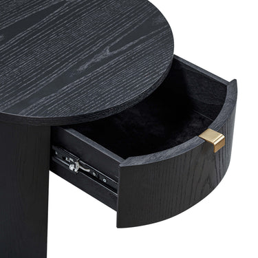 TOV Marlow 19" Wood Round Nightstand With Drawer Black