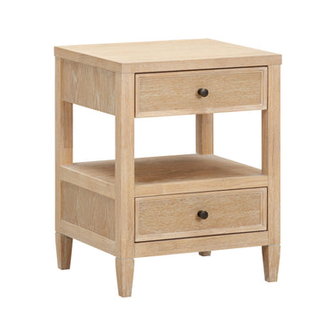 TOV Bristol Park 20" Whitewashed Oak Wood 2-Drawer Nightstand Natural