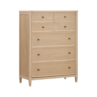 TOV Bristol Park 40" Whitewashed Oak Wood 7-Drawer Chest Natural