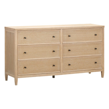 TOV Bristol Park 62" Whitewashed Oak Wood 6-Drawer Dresser Natural